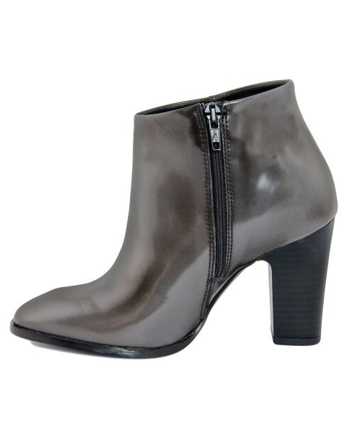 Bottines en cuir Anouk lave - Talon 9 cm