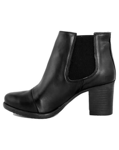 Bottines en cuir Énora noires - Talon 7 cm