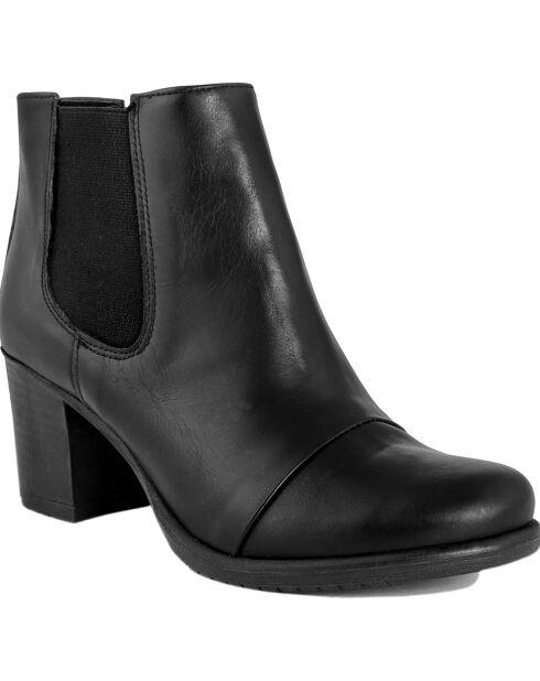 Bottines en cuir Énora noires - Talon 7 cm