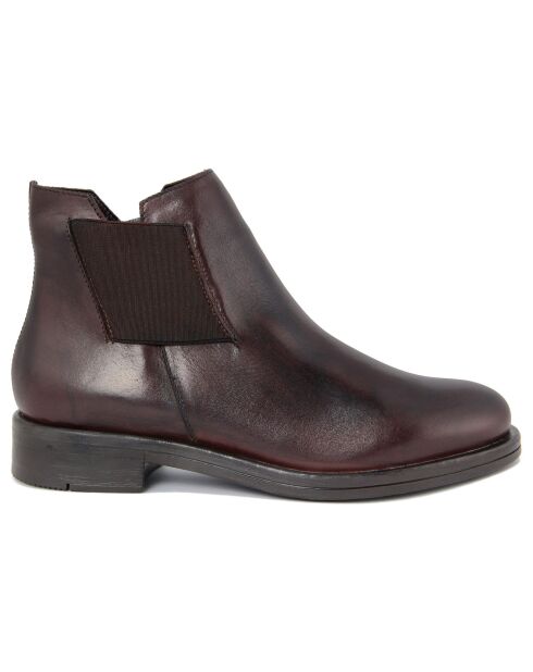 Bottines en cuir Éléonore brun foncé -