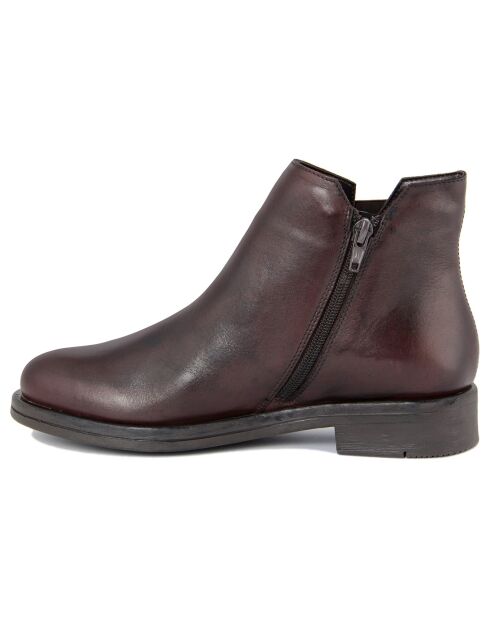 Bottines en cuir Éléonore brun foncé -