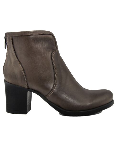 Bottines en cuir Esther brun - Talon 7 cm