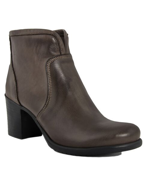 Bottines en cuir Esther brun - Talon 7 cm