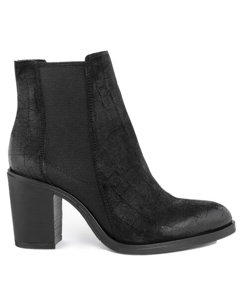 Bottines en suède Émilie noires - Talon 8 cm