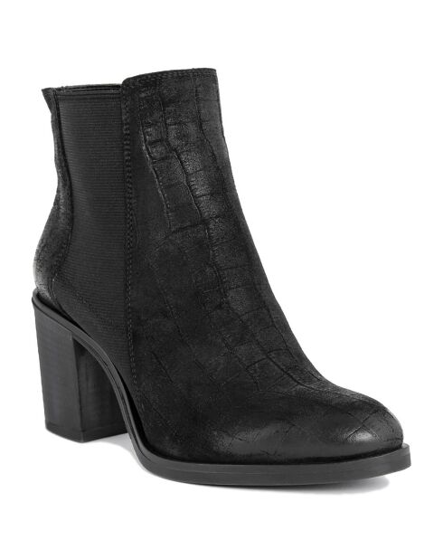 Bottines en suède Émilie noires - Talon 8 cm