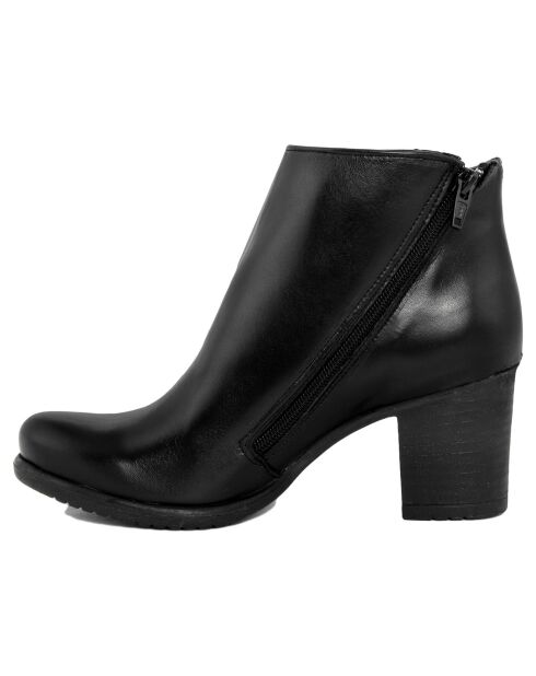 Bottines en cuir Gabrielle noires - Talon 7 cm