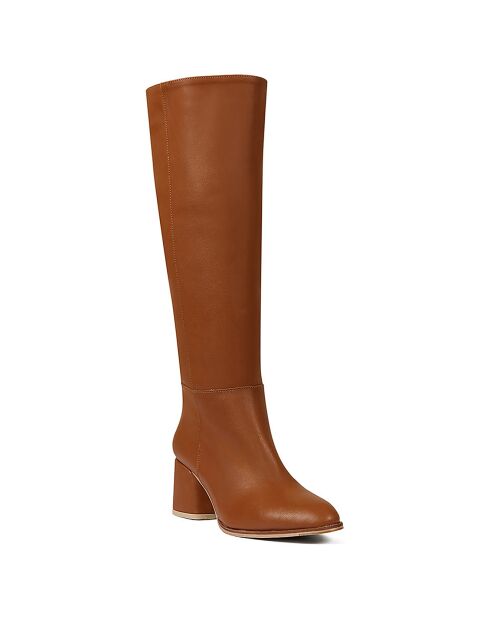 Bottes en cuir Inès cuir foncé - Talon 6 cm