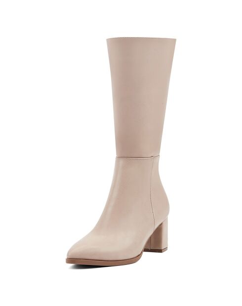 Bottes Madeleine beiges - Talon 7 cm