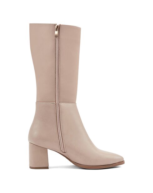 Bottes Madeleine beiges - Talon 7 cm