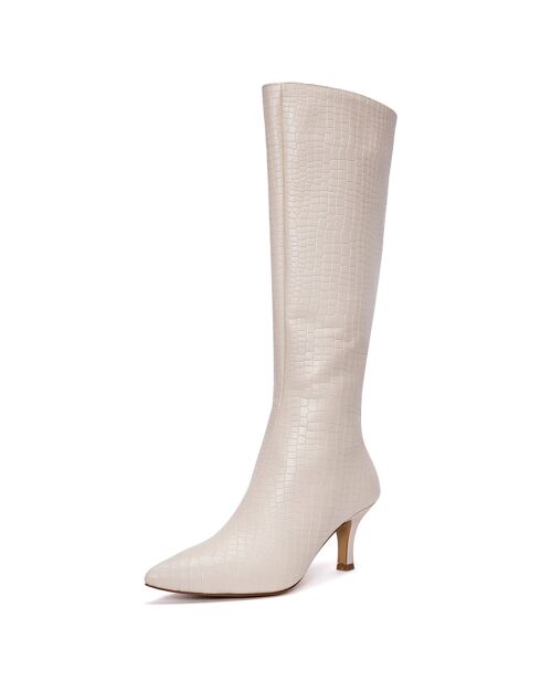 Bottes Lina ivoire - Talon 7 cm
