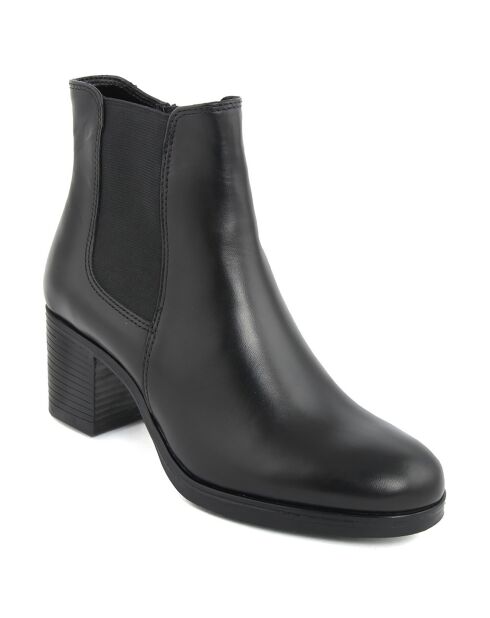 Bottines en cuir Zélie noires - Talon 6 cm