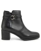 Bottines en cuir Tiphaine noires - Talon 6 cm
