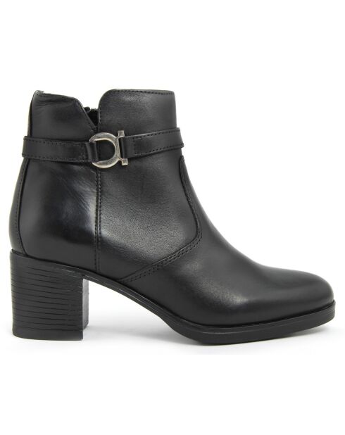 Bottines en cuir Tiphaine noires - Talon 6 cm
