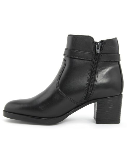 Bottines en cuir Tiphaine noires - Talon 6 cm