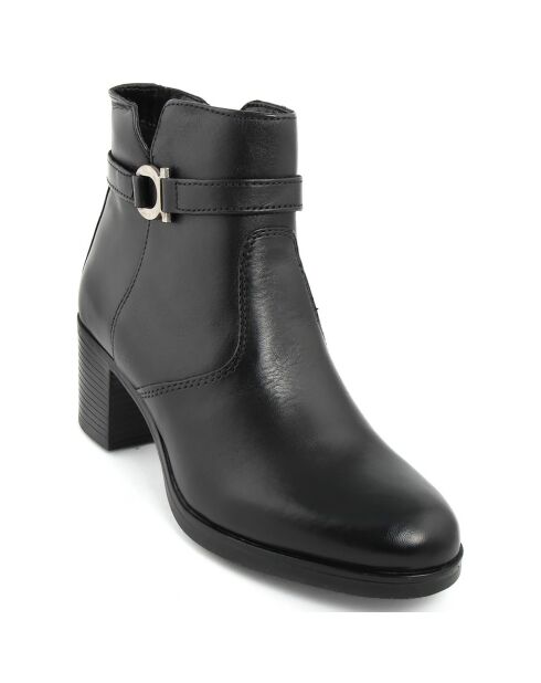Bottines en cuir Tiphaine noires - Talon 6 cm