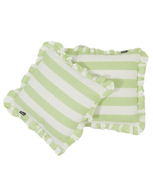 2 Coussins Déco Met Rits Big Stripe blanc/seafoam - 30x30 cm