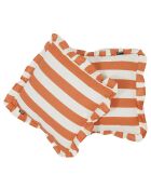 2 Coussins Déco Met Rits Big Stripe blanc/melon - 30x30 cm