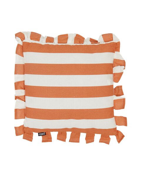 2 Coussins Déco Met Rits Big Stripe blanc/melon - 30x30 cm