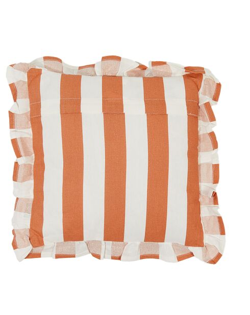 2 Coussins Déco Met Rits Big Stripe blanc/melon - 30x30 cm