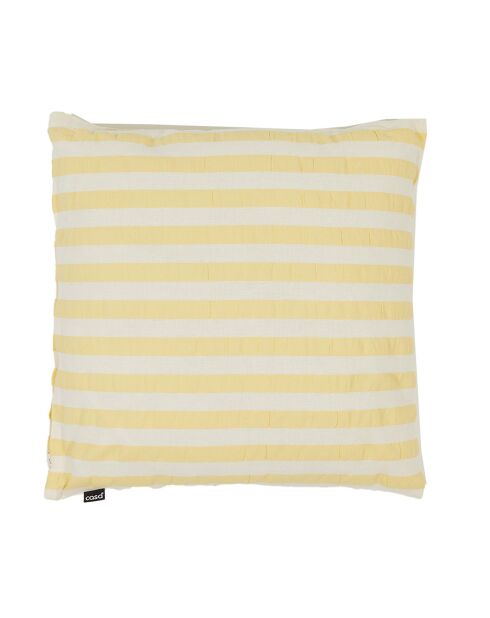 Coussin Déco Seersucker Block Stripe blanc/jaune - 45x45 cm