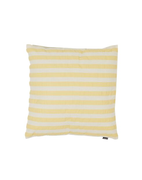 Coussin Déco Seersucker Block Stripe blanc/jaune - 45x45 cm