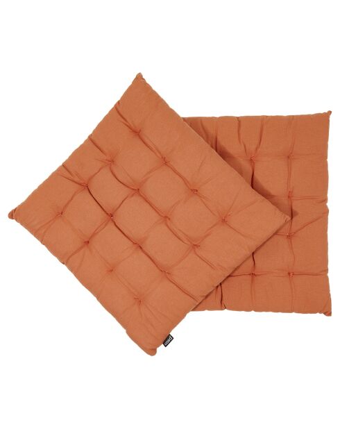 2 Coussins de chaise Vierkant Uni brandied melon - 40x40 cm