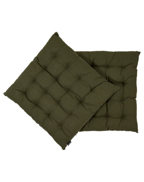 2 Coussins de chaise Vierkant Uni cyprès - 40x40 cm