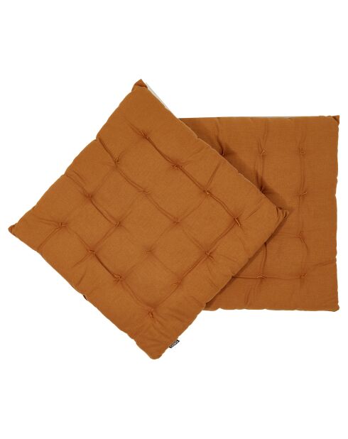 2 Coussins de chaise Vierkant Uni buckthorn marron - 40x40 cm