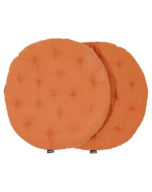 2 Coussins de chaise Rond Uni brandied melon - D.40 cm