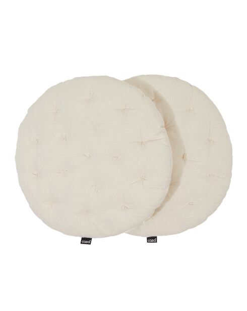 2 Coussins de chaise Rond Chambray lait d'amande - D.40 cm