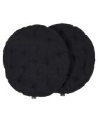 2 runde Stuhlkissen Uni schwarz - D.40 cm