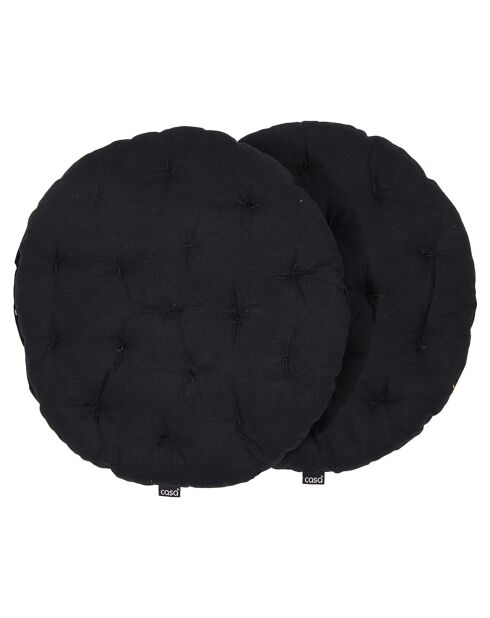 2 runde Stuhlkissen Uni schwarz - D.40 cm
