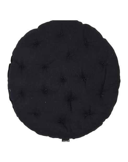2 runde Stuhlkissen Uni schwarz - D.40 cm