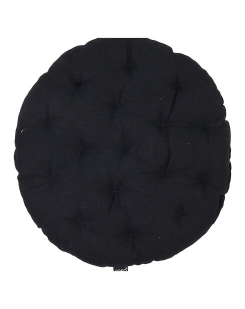 2 runde Stuhlkissen Uni schwarz - D.40 cm
