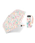 Parapluie plat pliable ultra compact & léger - ultra mini - Coeurs aquarelles multicolore