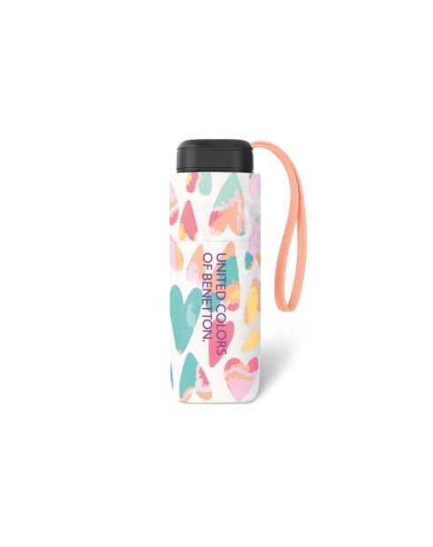 Parapluie plat pliable ultra compact & léger - ultra mini - Coeurs aquarelles multicolore