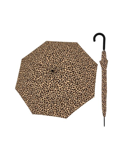 Parapluie long à poignée courbée - Système d'ouverture automatique - Imprimé léopard multicolore
