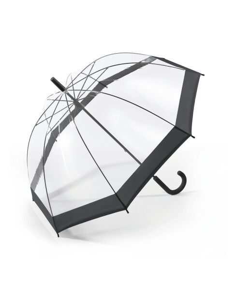 Parapluie de marche long en forme de dôme avec poignée en plastique/courbée transparent