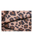 Parapluie pliant  Design 3 plis avec auvent double couche - Système d'ouverture automatique - Extérieur noir avec intérieur imprimé léopard multicolore