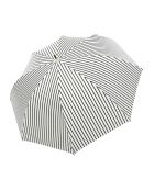 Grand Parapluie automatique - Blanc à rayures noires - Poignée en cuir blanc