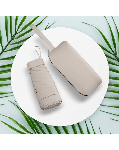 Mini parapluie pliant léger et compact blanc crème