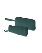 Mini parapluie - Parapluie six volets - Léger et compact - Avec étui en cuir zippé vert forêt