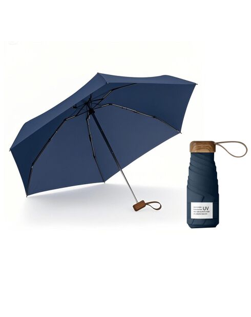 Mini parapluie pliant - Parapluie cinq volets - Protection UV bleu lapis