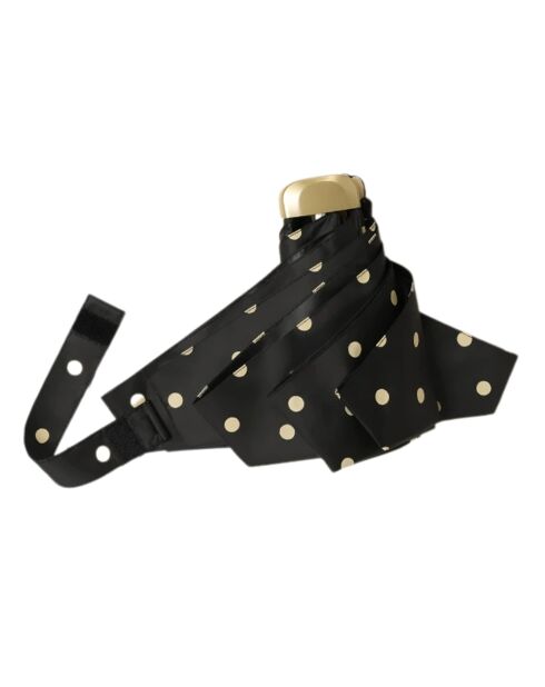 Mini parapluie pliant - Parapluie cinq plis - Ultra léger et compact - Motif à pois noir