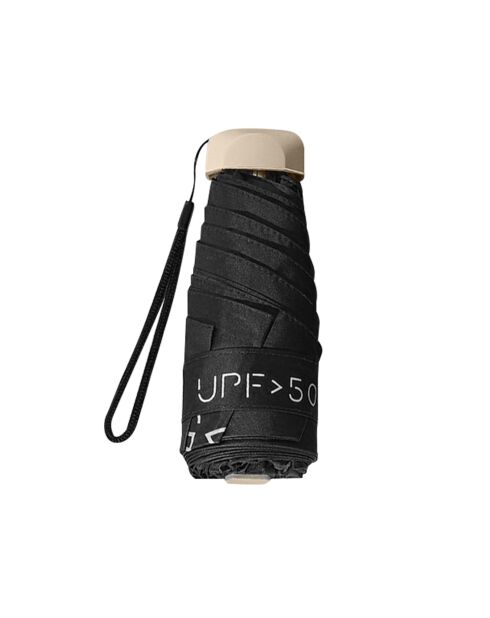 Miniparaguas plegable - Paraguas plano de cinco pliegues - Ultraligero y compacto - Protección UV negra