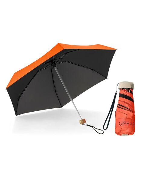 Mini parapluie pliant - Parapluie plat cinq plis - Ultra léger et compact - Protection UV  saumon
