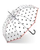 Parapluie cloche transparente - Pois noirs et bordure rouge transparent/noir