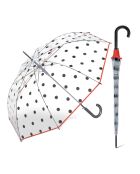 Parapluie cloche transparente - Pois noirs et bordure rouge transparent/noir