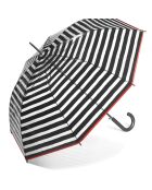 Parapluie cloche transparente - Rayures noires et bordure rouge transparent/noir
