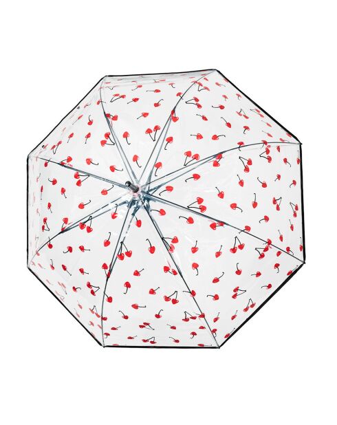 Parapluie cloche transparent - Système d'ouverture automatique - Cerises multicolore